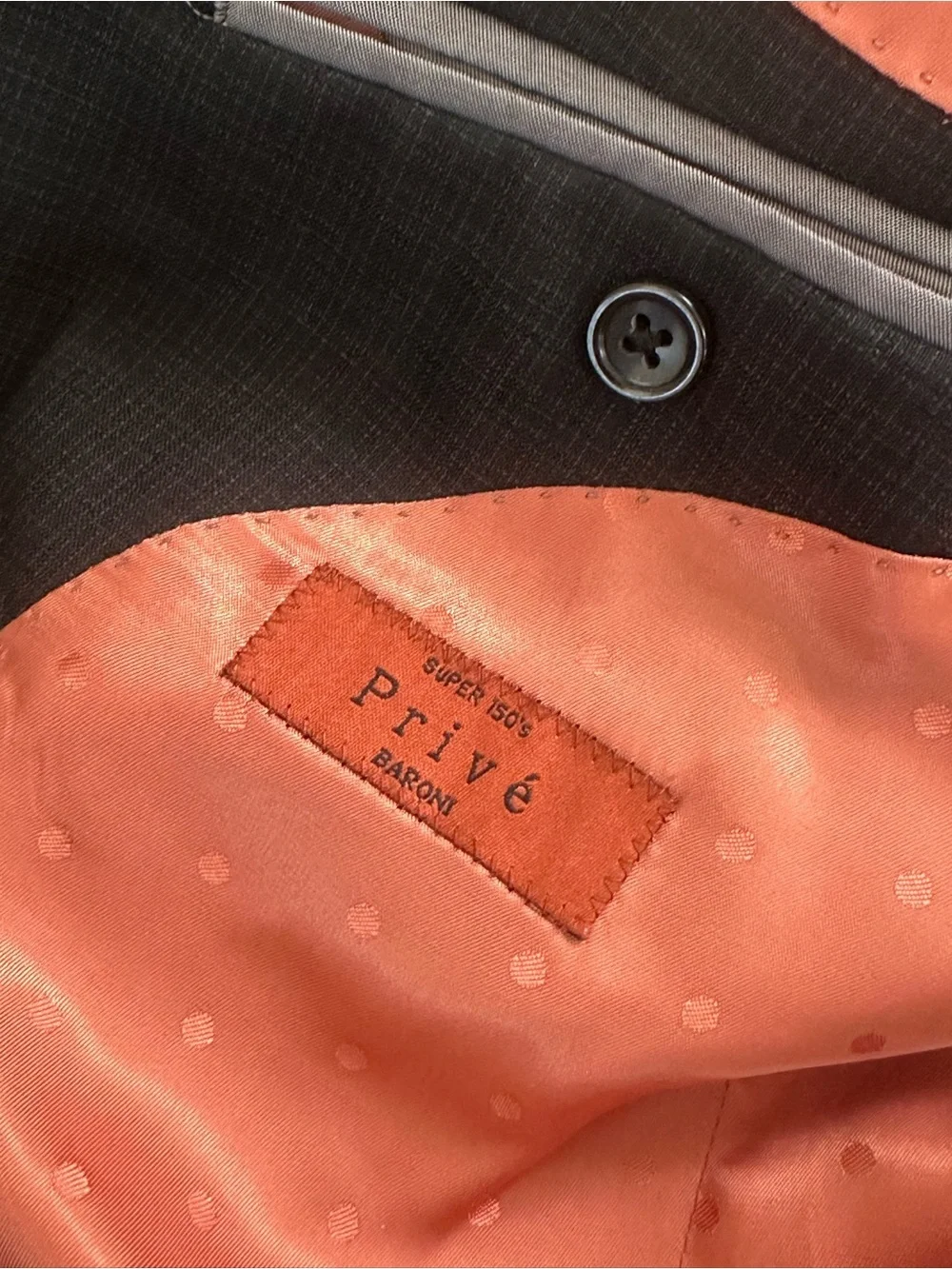 Privé Baroni Super 150’s Wool Blazer Sport Coat 40L gray Made Italy